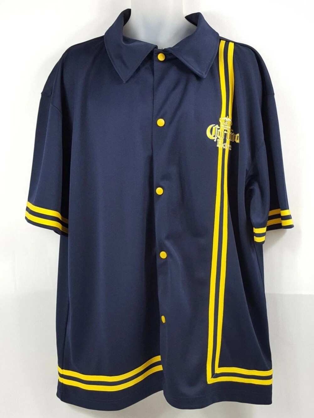 Corona Extra Beer Baseball Jersey Mexico Short Shirt Full Snap Calhoun Mens XL